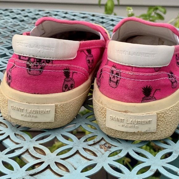 Saint Laurent Pink Skull Slip Ons - Picture 4 of 7